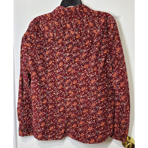 Vintage 90’s Eddie Bauer Women’s Corduroy Floral Button Up Collar Shirt Size XL - Picture 13 of 14